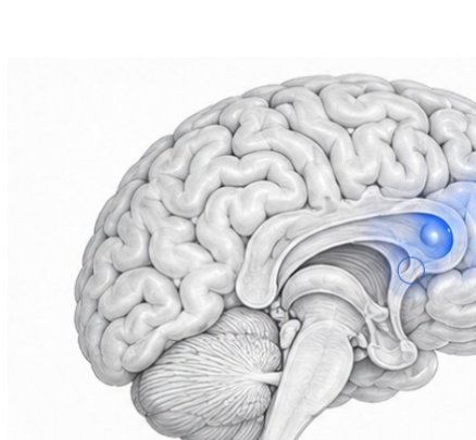 Sagittal anatomical illustration of the human brain.
